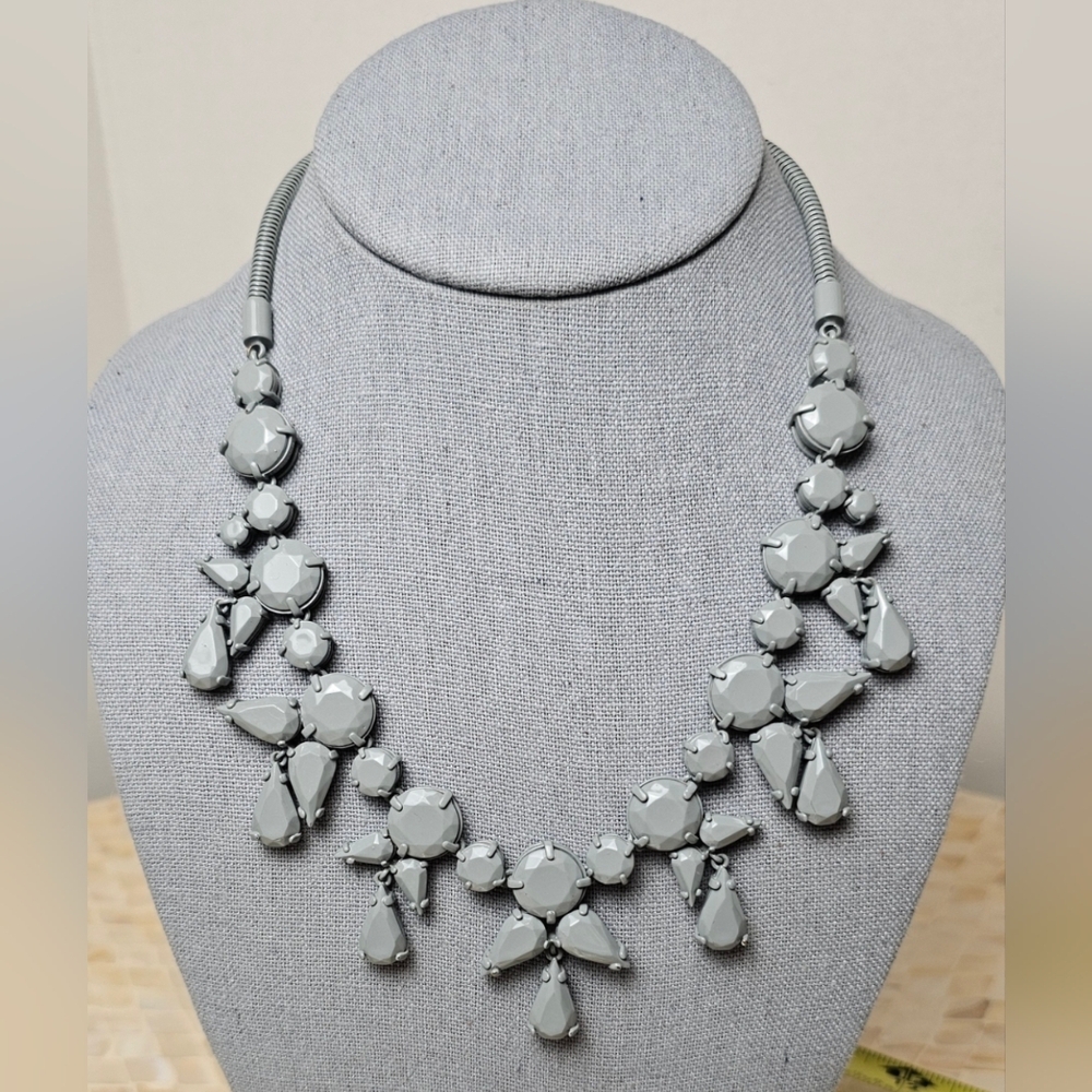 [J. CREW] Matte Gray Coated Metal Chunky Statement Necklace
